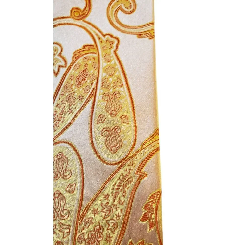 Paul Malone Palm Beach‎ Neck Tie Mens Orange Yellow Paisley 100% Silk Business